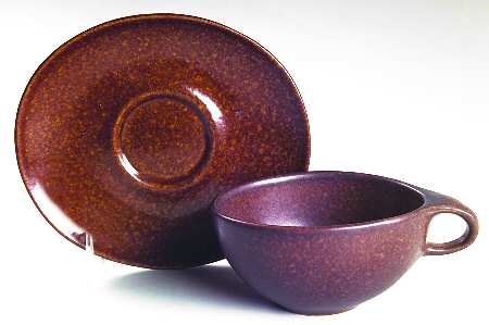 Raymor Autumn Brown (Glossy) Flat Cup & Saucer Set