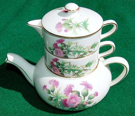 Scotch Thistle Mini Teapot Stacking Set (Creamer, Sugar)