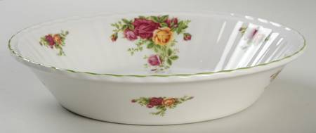 Old Country Roses White (Green Trim) 10" Pie Baking Plate