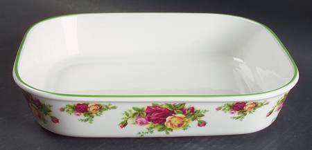 Old Country Roses White (Green Trim) 10" Lasagna