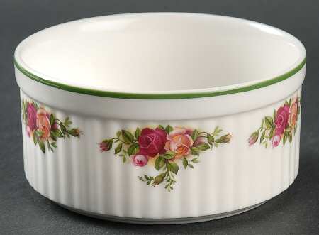 Old Country Roses White (Green Trim) Ramekin