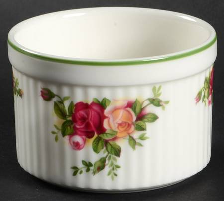 Old Country Roses White (Green Trim) Ramekin