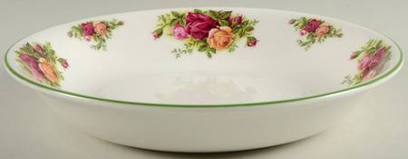 Old Country Roses White (Green Trim) 9" Individual Pasta Bowl