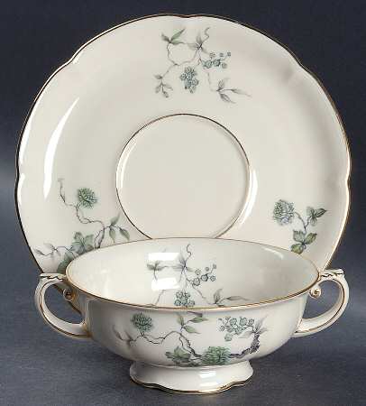ROB209 Footed Cream Soup Bowl & Saucer Set