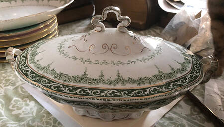 Sefton Blue Green Oval Covered Vegetable