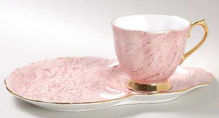 Gossamer Pink Dessert Plate & Cup Set