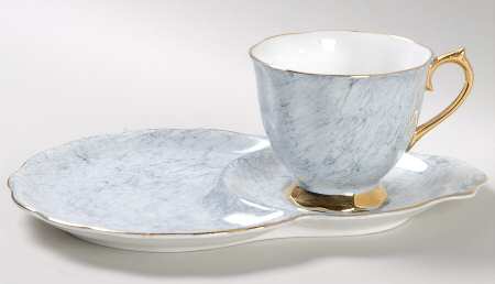 Gossamer Gray Dessert Plate & Cup Set