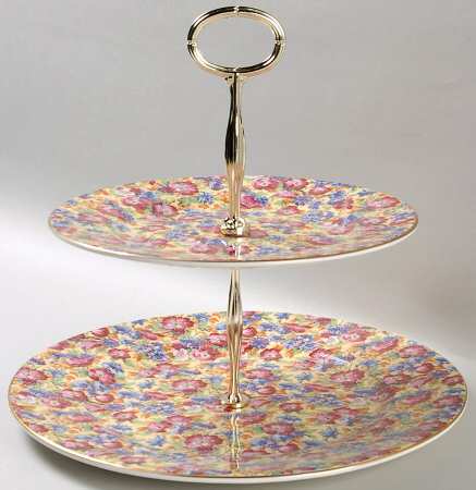 Royalty (Bone, Circa 1995) 2 Tiered Serving Tray (Dinner & Salad Plate)