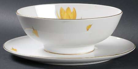 Golden Crocus Gravy Boat with Attached Underplate