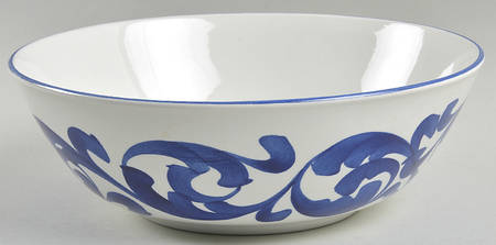 Blue Scroll (Coupe) 9" Round Vegetable Bowl