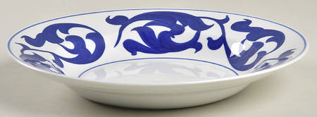 Blue Scroll (Coupe) Rim Soup Bowl