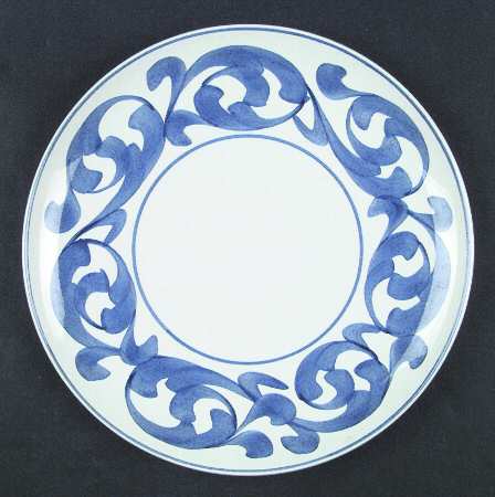 Blue Scroll (Coupe) Luncheon Plate