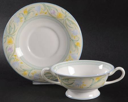 Summerfield Footed Cream Soup Bowl & Saucer Set