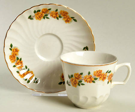 Jewel Rose Flat Cup & Saucer Set