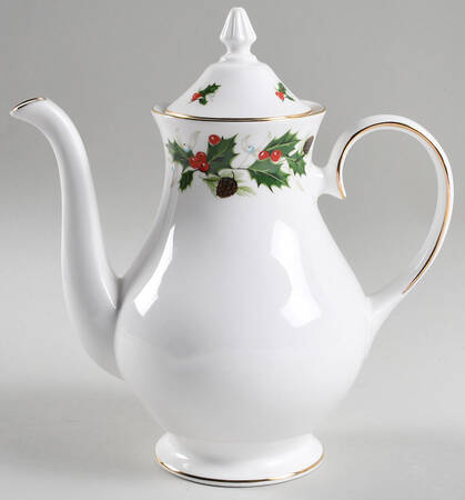 Noel (Holly Backstamp, Scalloped) Coffee Pot & Lid