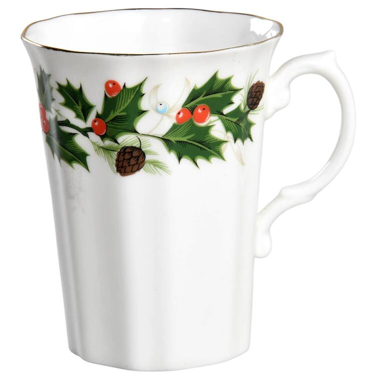 Noel (Holly Backstamp, Scalloped) Mug