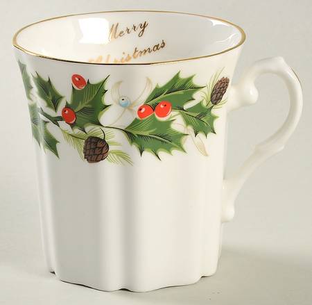 Noel (Holly Backstamp, Scalloped) Mug