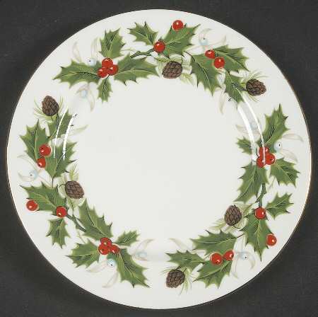 Noel (Holly Backstamp, Scalloped) Bread & Butter Plate