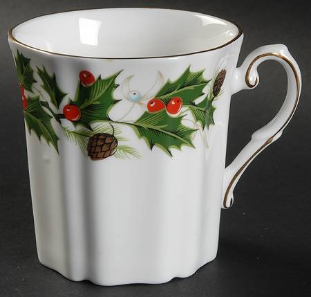 Noel (Holly Backstamp, Scalloped) Mug