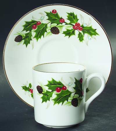 Noel  (Crown Backstamp, Smooth) Flat Demitasse Cup & Saucer Set