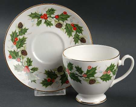 Noel  (Crown Backstamp, Smooth) Footed Cup & Saucer Set