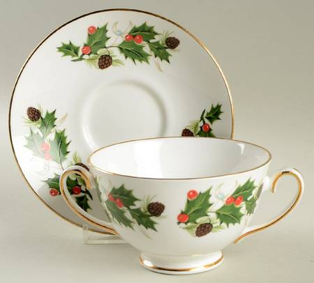 Noel  (Crown Backstamp, Smooth) Footed Cream Soup Bowl & Saucer Set