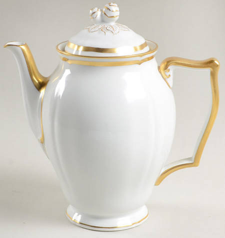Marie Antoinette Gold on White Coffee Pot & Lid