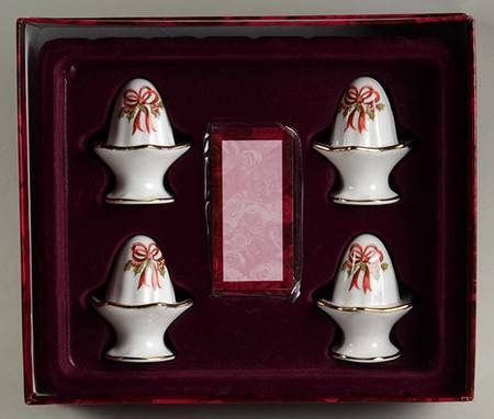 Holiday Ribbons Placard/Place Card Holders & Cards - Set of 4