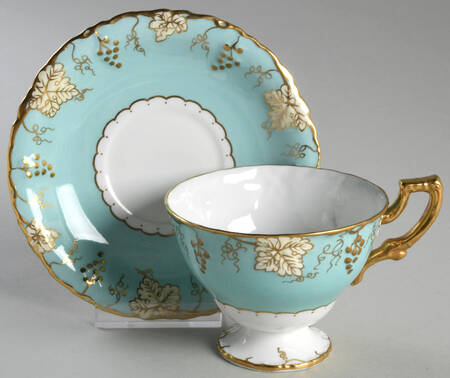 Vine Celadon Footed Cup & Saucer Set