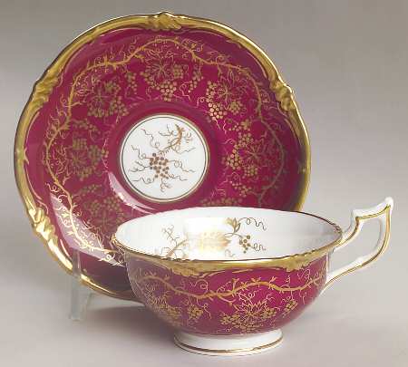 King's Plate Cranberry Footed Cup & Saucer Set