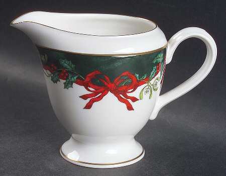 Holly Ribbons Green Creamer