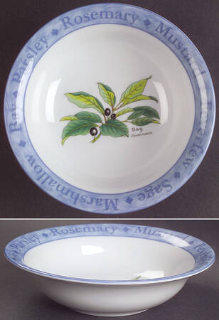 Herb Garden (Blue Rim with Herb Names) Soup/Cereal Bowl