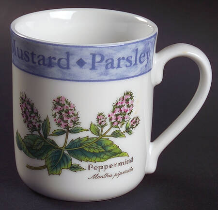 Herb Garden (Blue Rim with Herb Names) Mug