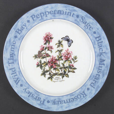 Herb Garden (Blue Rim with Herb Names) by Royal Worcester