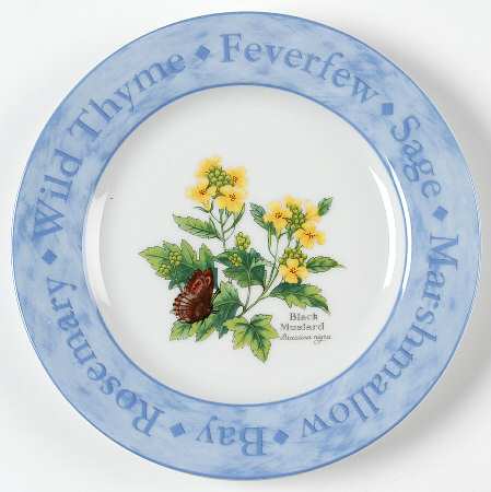 Herb Garden (Blue Rim with Herb Names) Bread & Butter Plate