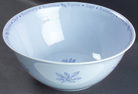 Herb Garden Blue Glaze 11" Large Salad Serving Bowl