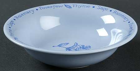 Herb Garden Blue Glaze Soup/Cereal Bowl