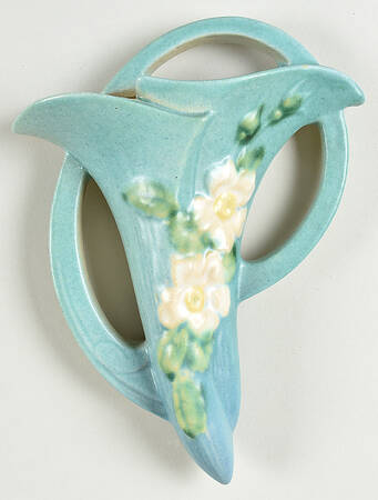 White Rose Blue Azure 6" Wall Pocket Vase
