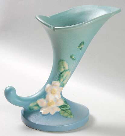 White Rose Blue Azure 8" Cornucopia