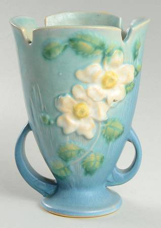 White Rose Blue Azure 6" Vase