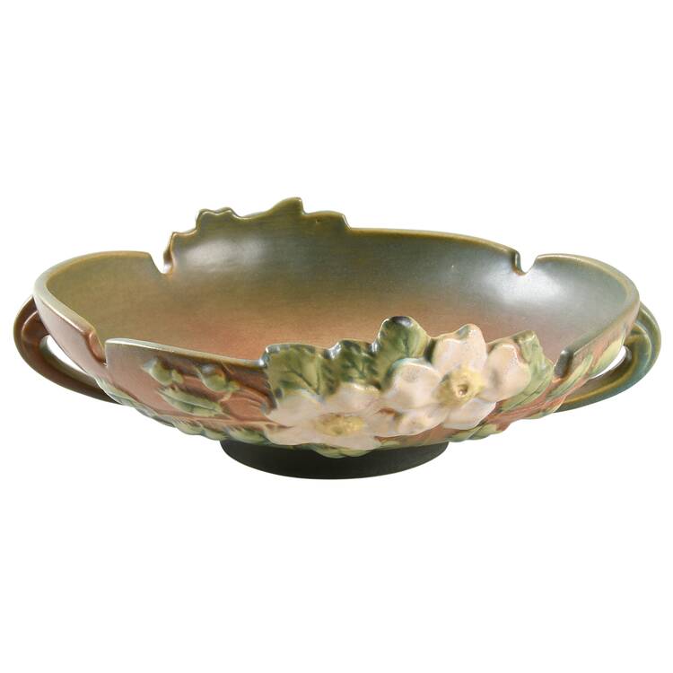 White Rose (Brown, Terra Cotta and Green) 10" Centerpiece/Console Bowl