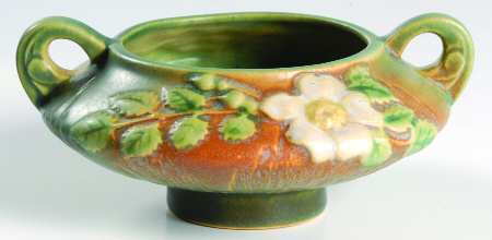 White Rose (Brown, Terra Cotta and Green) Open Sugar Bowl