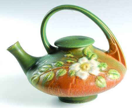 White Rose (Brown, Terra Cotta and Green) by Roseville