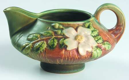 White Rose (Brown, Terra Cotta and Green) Creamer