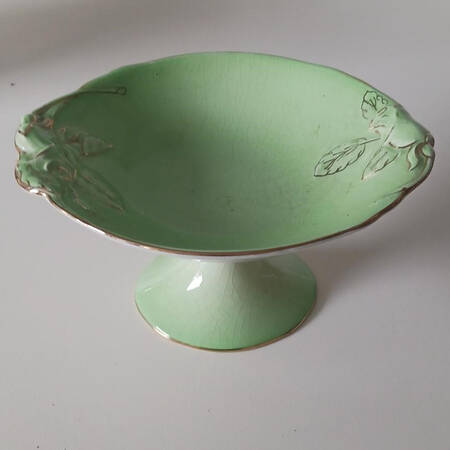 Pastel Ware Green (Not Molded) Round Compote (Height X Width)