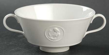 Arcadia Cream--White Footed Cream Soup Bowl