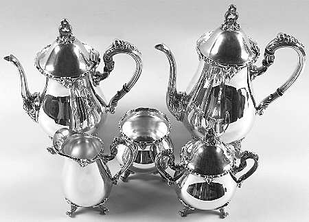El Greco (Silverplate, Hollowware) 5-Piece Plated Tea Set (with Waste)