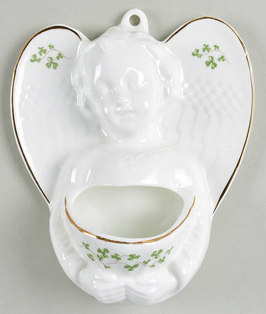 Trellis Shamrock Giftware Holy Water Font with Angel