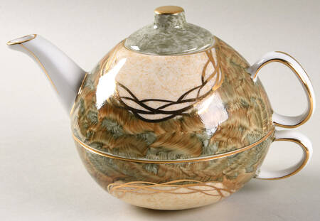 Green Marble Collection Individual Teapot & Lid with Cup