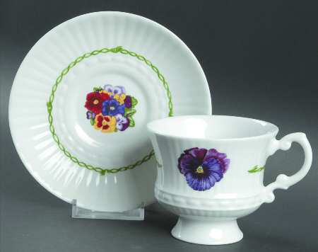 Pansies Footed Cup & Saucer Set